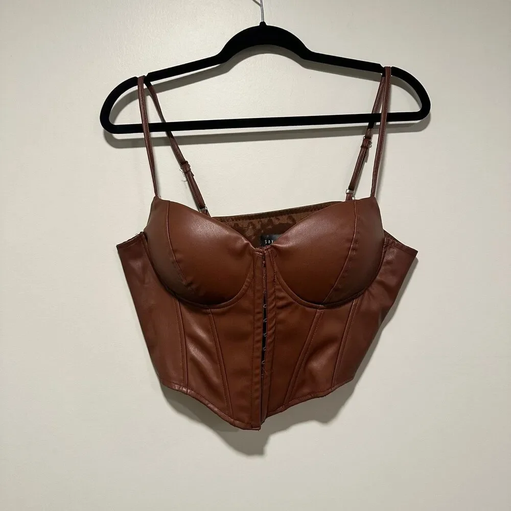 Say What Faux Leather Bustier - Picture 1 of 3